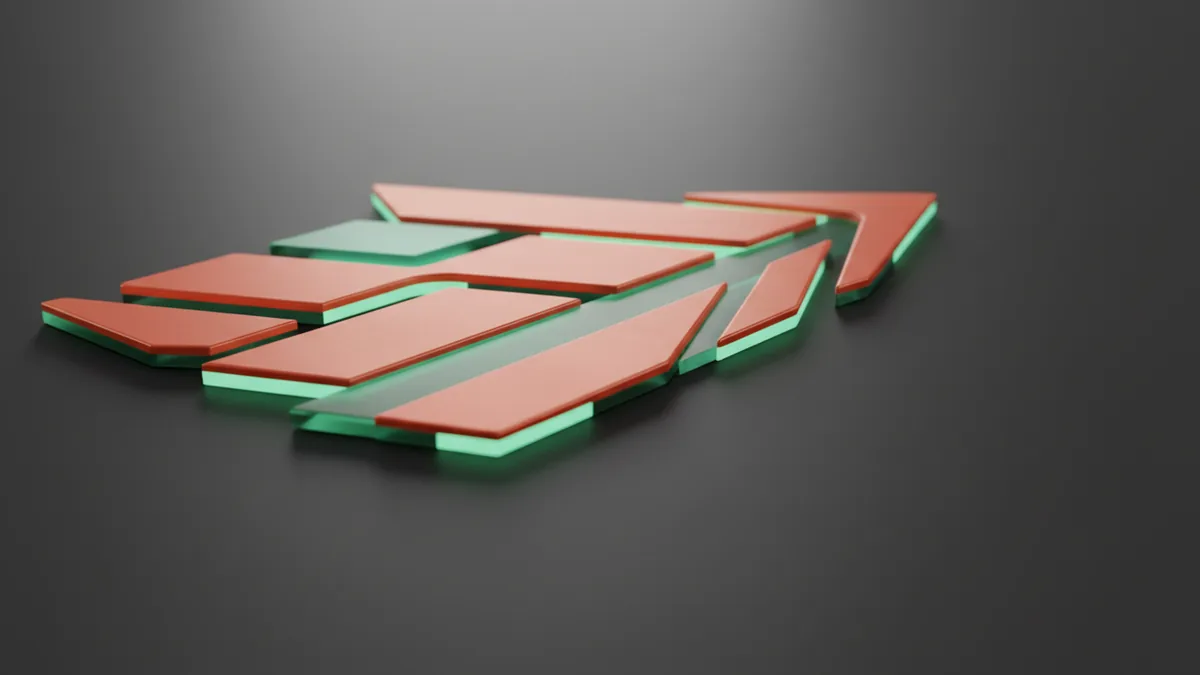 Build depth and perspective Layered 3D emblem illustrating extrusion, beveling, and perspective.